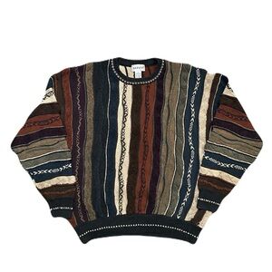 Vintage 90s Alfani 3D Coogi Style Knit Multicolor Sweater Men’s Size Large